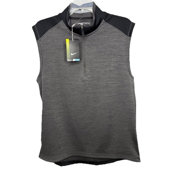 NWT Nike Golf Tour Men's Large Gray Black 1/4 Zip Vest Performance Dri-FIT‎ - Picture 1 of 11